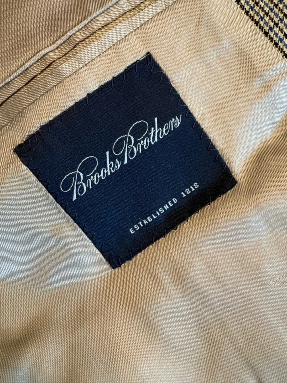 Brooks Brothers 346 Men’s 42L Blazer 100% Worsted Wool Brown Blue Check Mod 6900